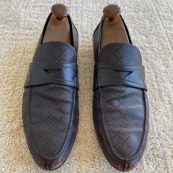 Gucci Men’s Brown Diamante Leather Penny Slip On Driving Loafers Size 11 US - Picture 3 of 15